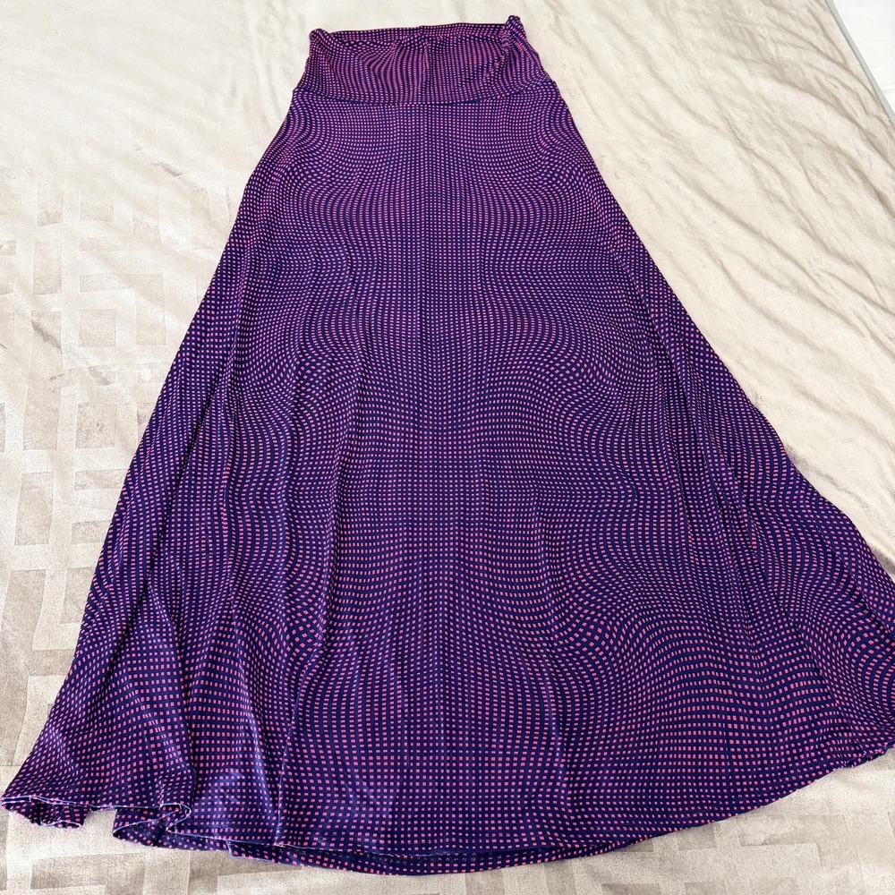 LuLaRoe Skirt Womens XS Purple Geometric Maxi Stretch Jersey Long Pull On Summer